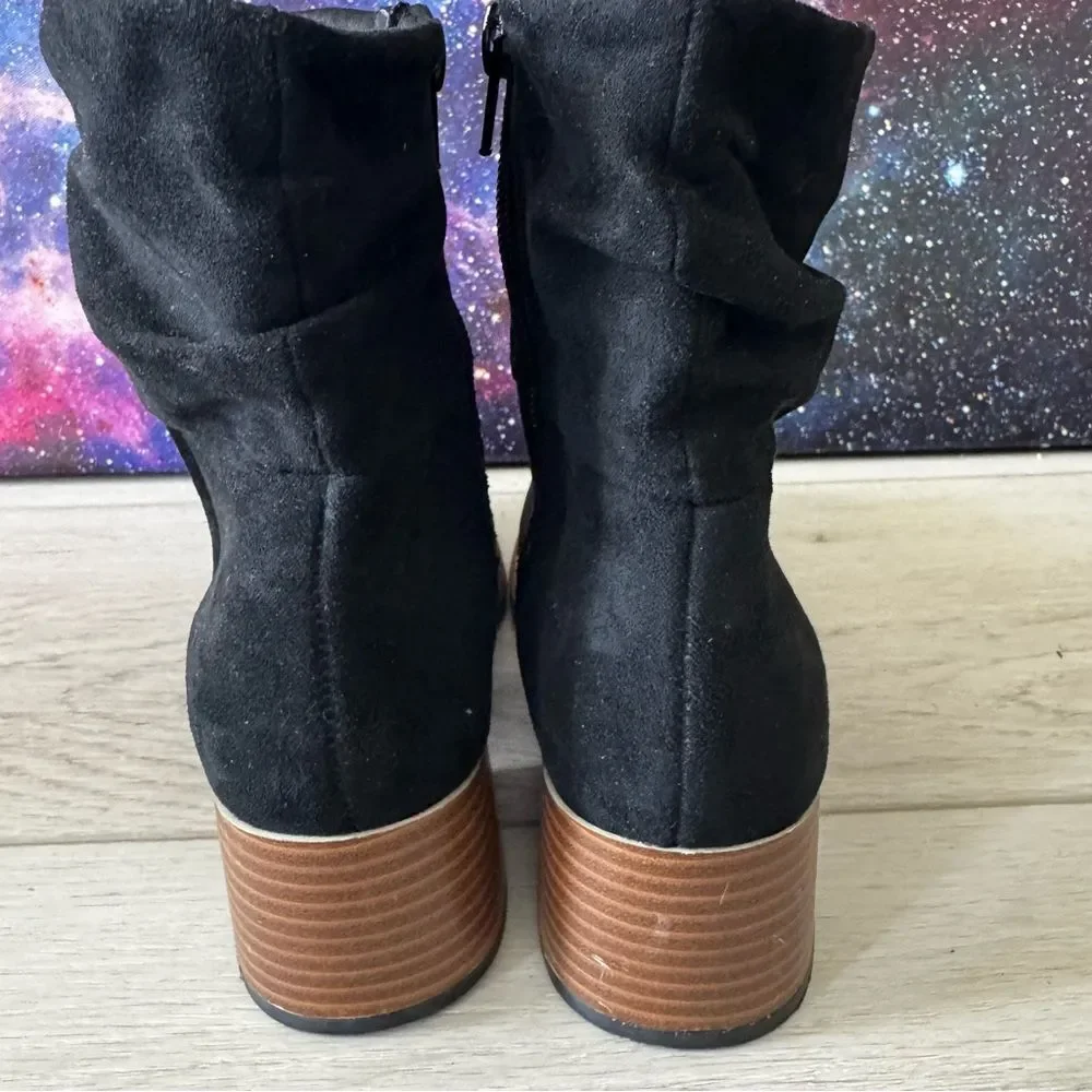 Steve Madden Luisa Black Micro Fiber Boots Girls Sz‎ 3 Big Kid Block Heel